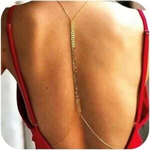 QWALIT Gold Body Chain for Women Pearl Rhinestone Bra Waist Jewelry No Tarnish